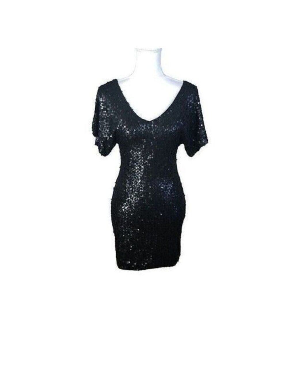 As U Wish Black Stretch Matte Sequin Mini Dress Small S Homecoming Party Sexy